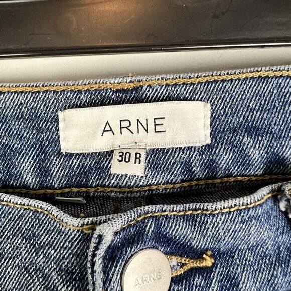 Arne Women's Cotton Stretch Medium Wash Blue Denim Skinny Ankle Jeans Size 30 - Picture 4 of 10